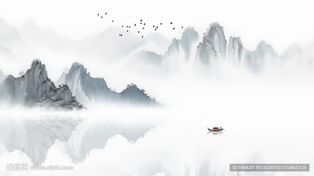  新中式禅意水墨画