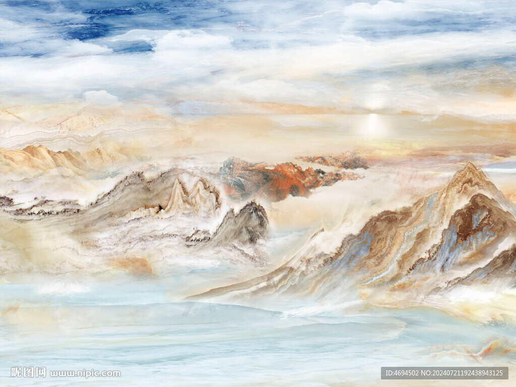 大理石纹山水