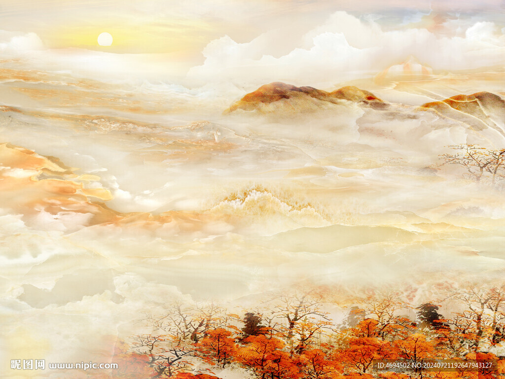 大理石纹山水