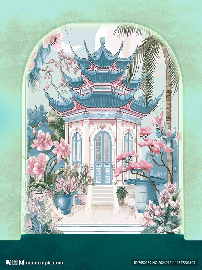 中式直播间背景墙 