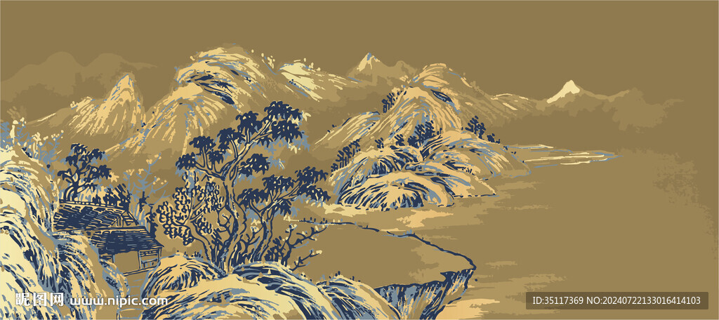 新中式壁纸壁画装饰画