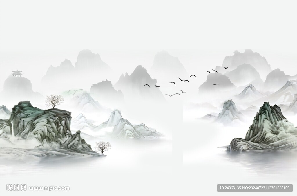 中式山水背景墙