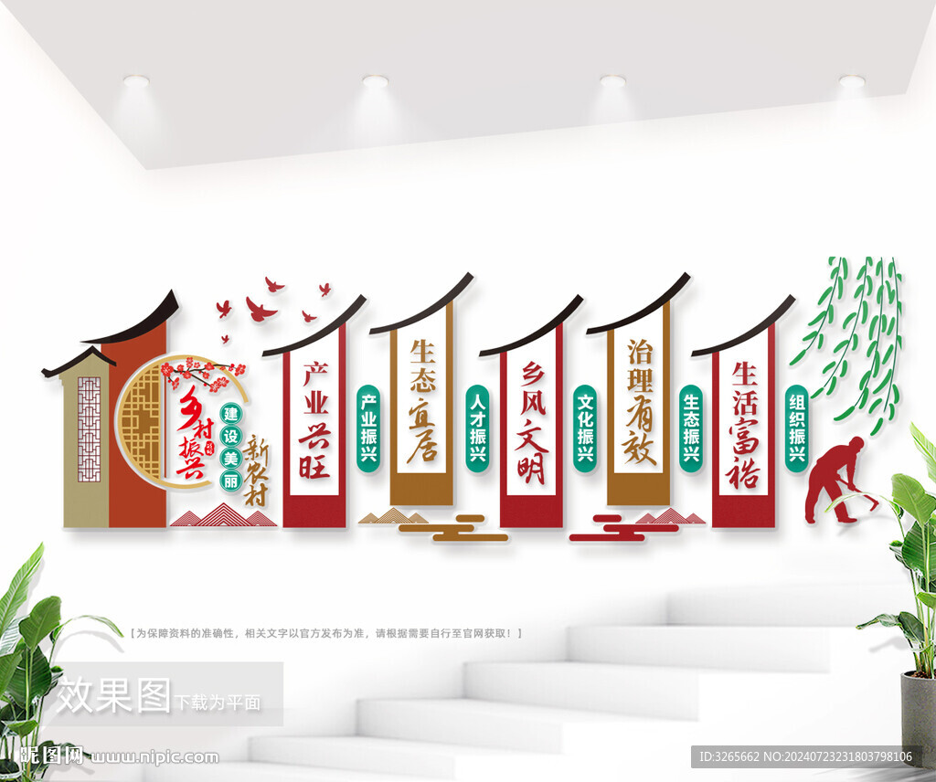 中式乡村振兴五个战略核心文化墙