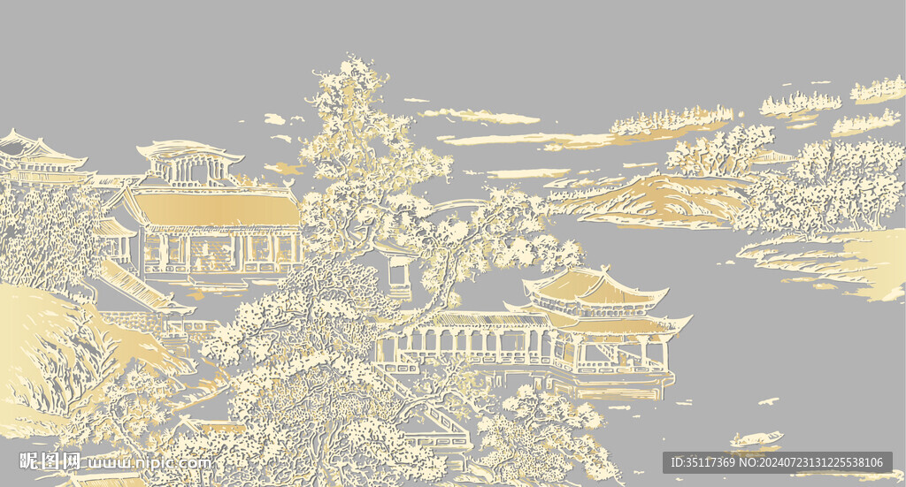 新中式壁纸壁画装饰画