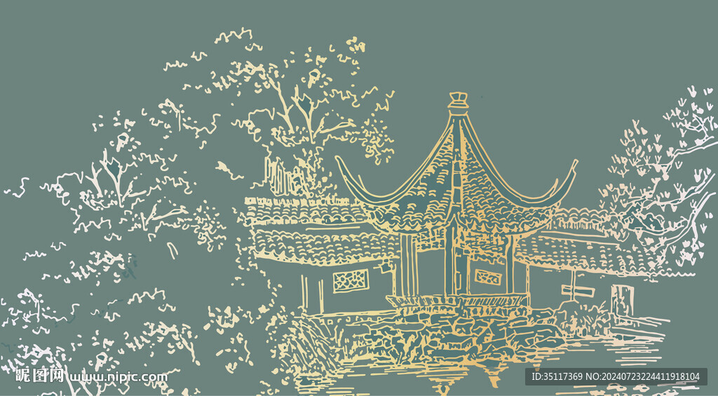 新中式壁纸壁画装饰画