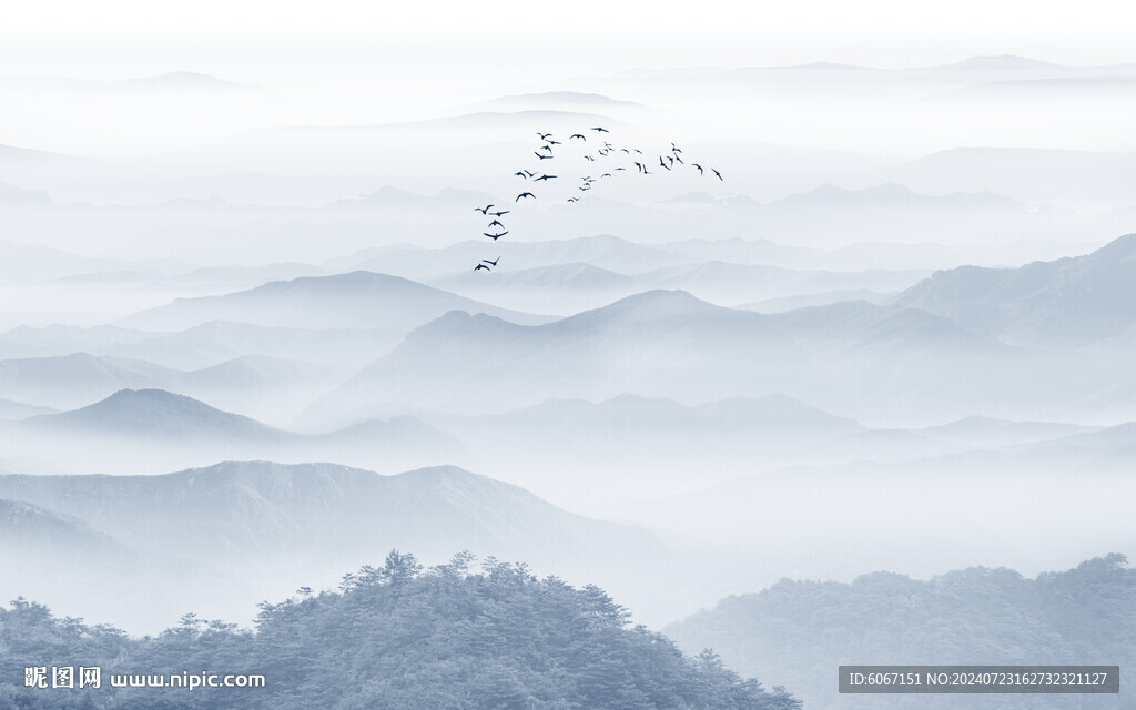 山水水墨山水画