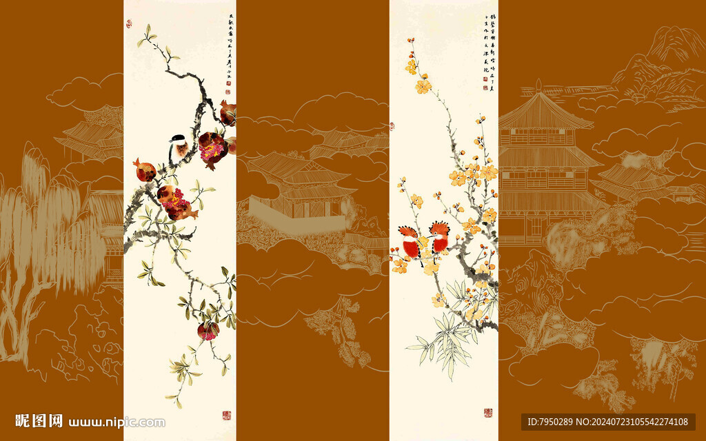 新中式背景墙  