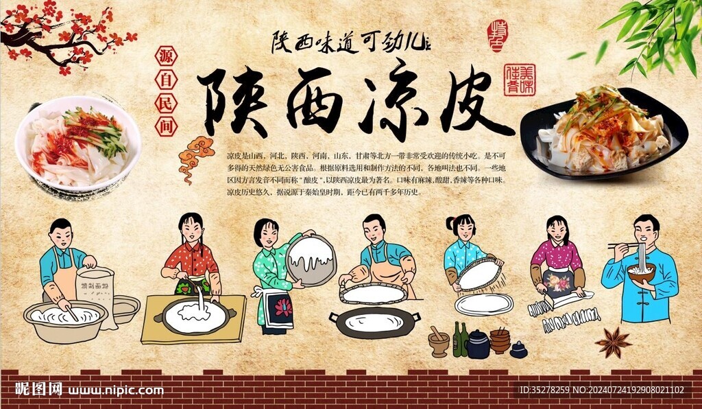 陕西凉皮制作流程背景