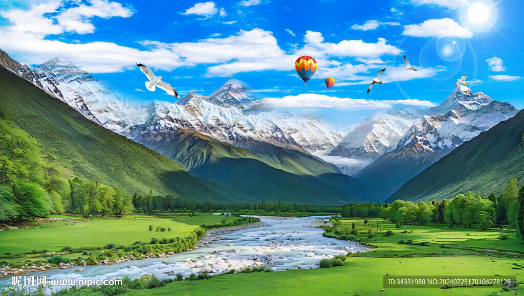 雪山下的草原