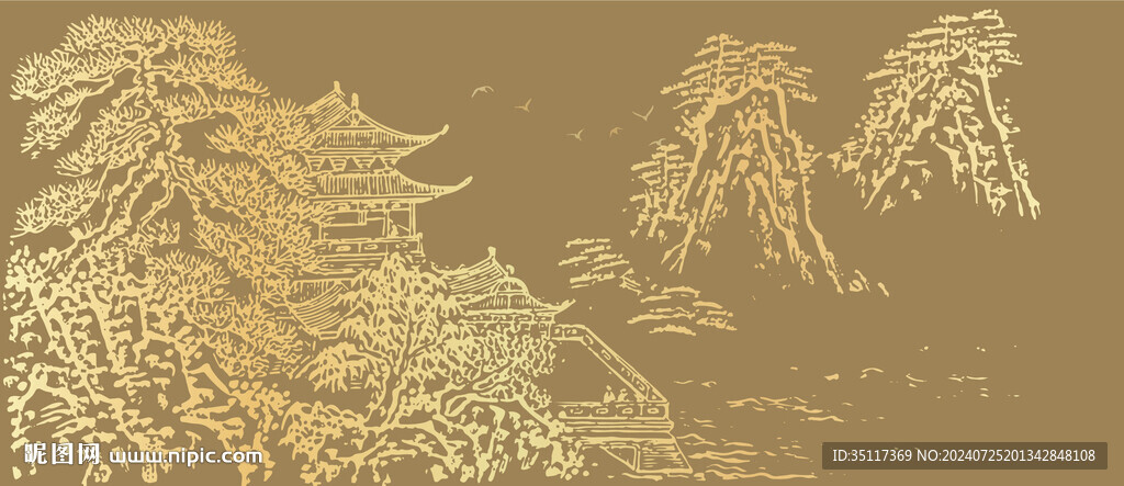 新中式壁纸壁画装饰画