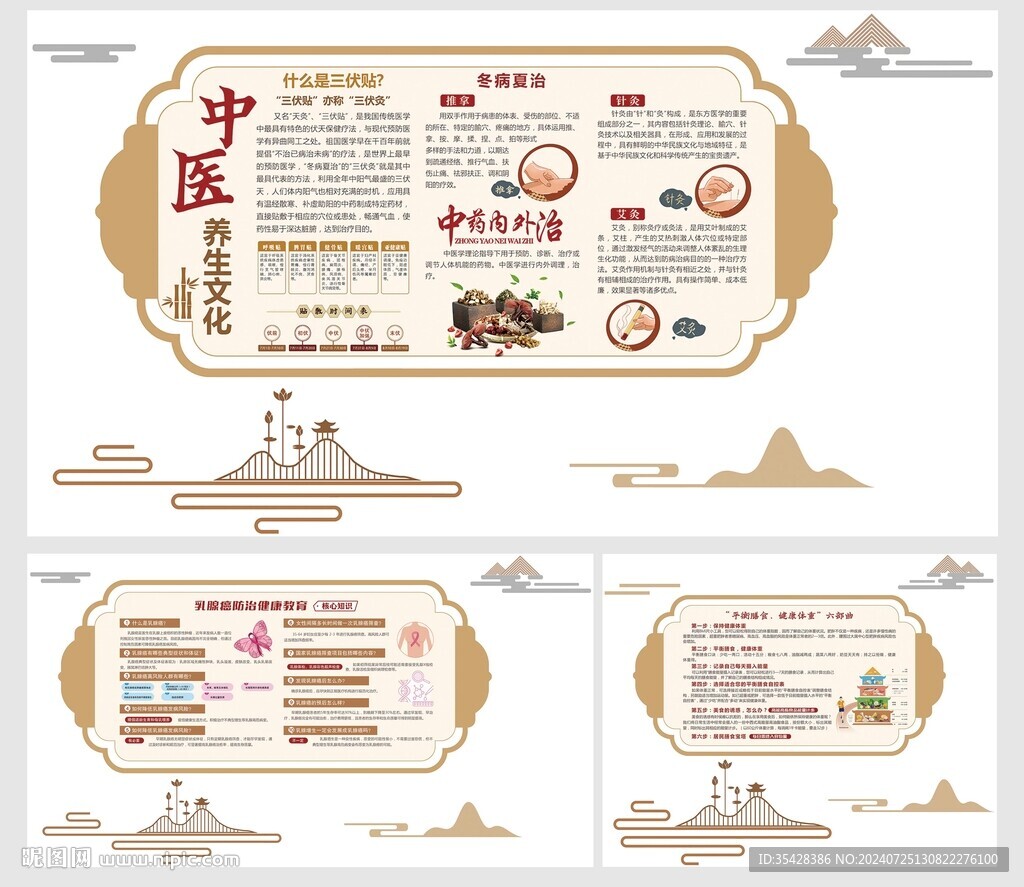 中国风古典中医养生文化墙