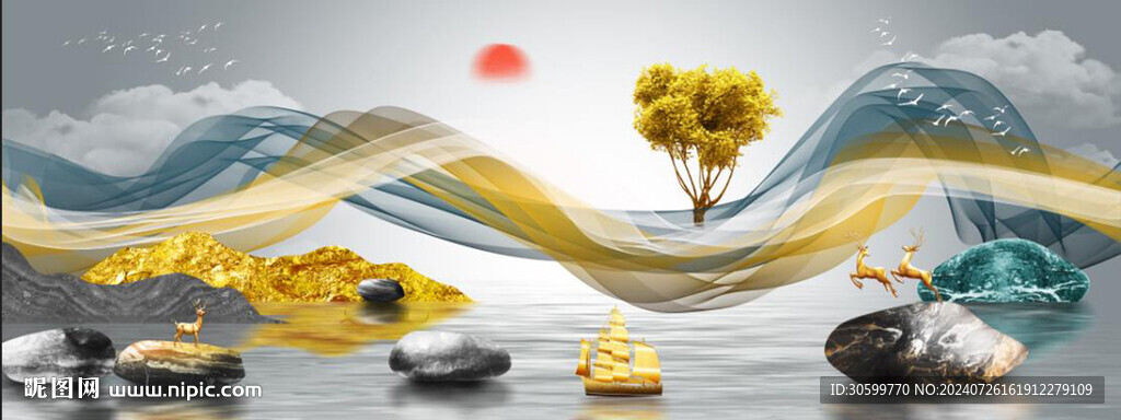 现代简约轻奢创意床头画