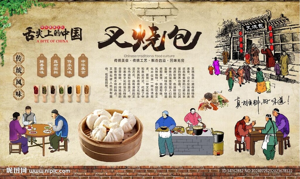 叉烧包背景墙