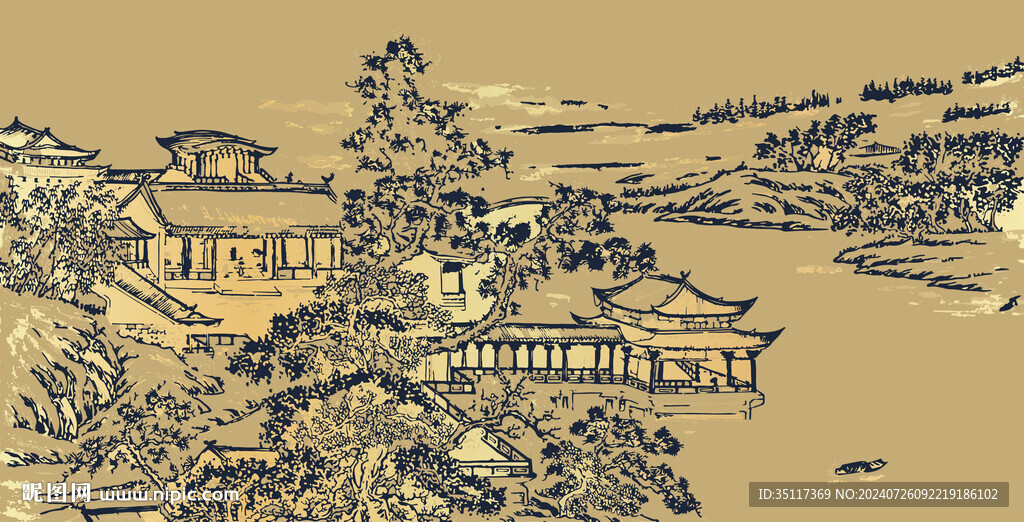 新中式壁纸壁画装饰画
