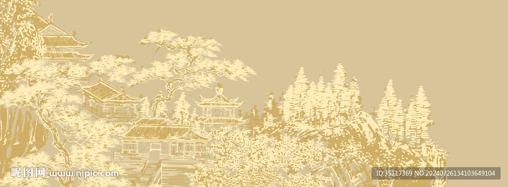新中式壁纸壁画装饰画