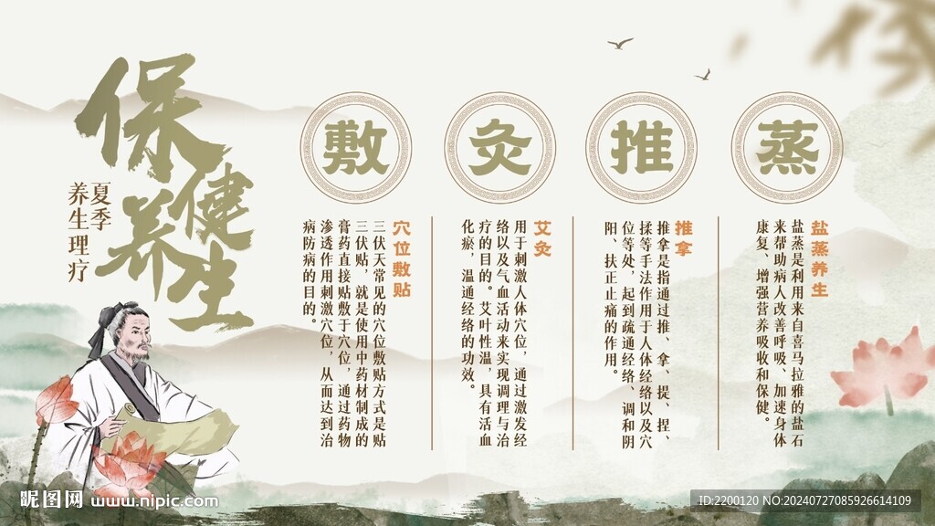老中医传统夏季养生理疗按摩展板