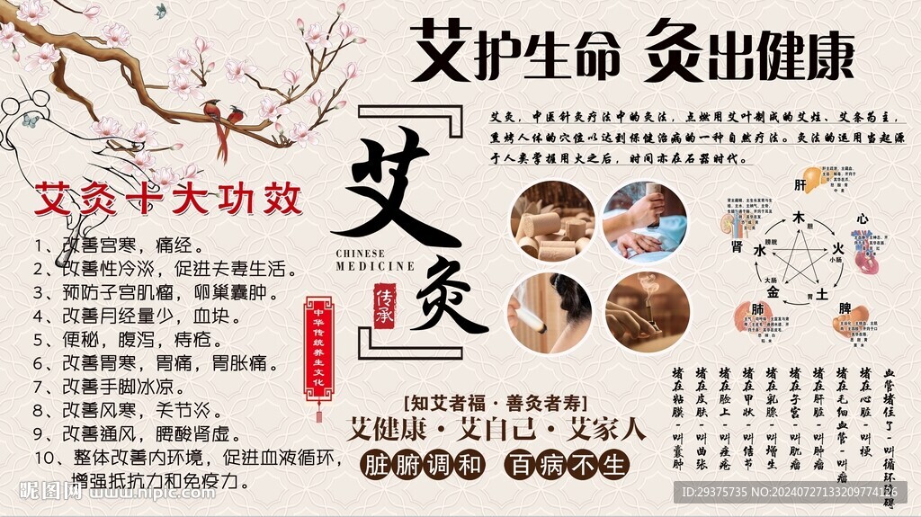 艾灸背景墙