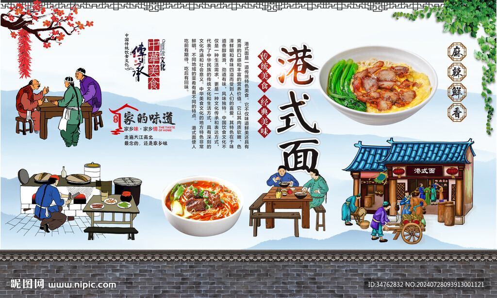 港式面背景墙 