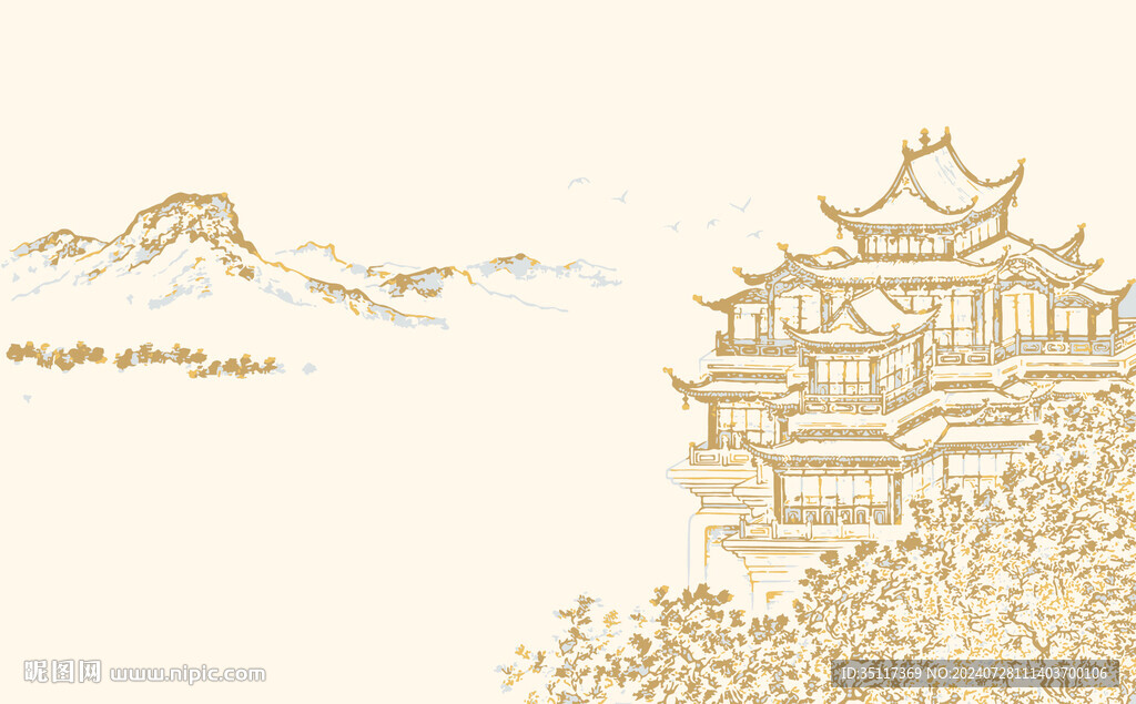 新中式壁纸壁画装饰画