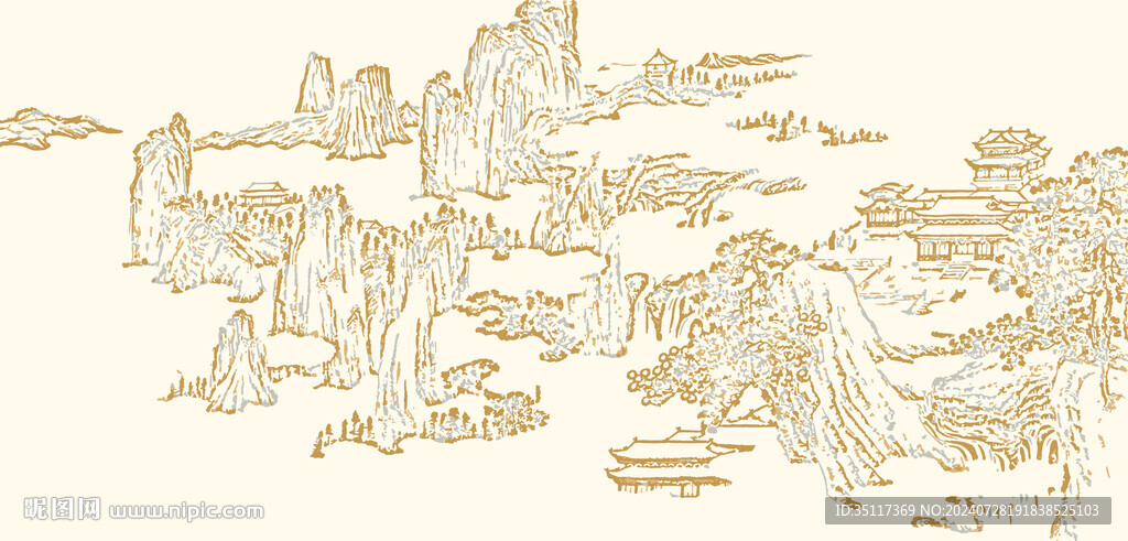 新中式壁纸壁画装饰画