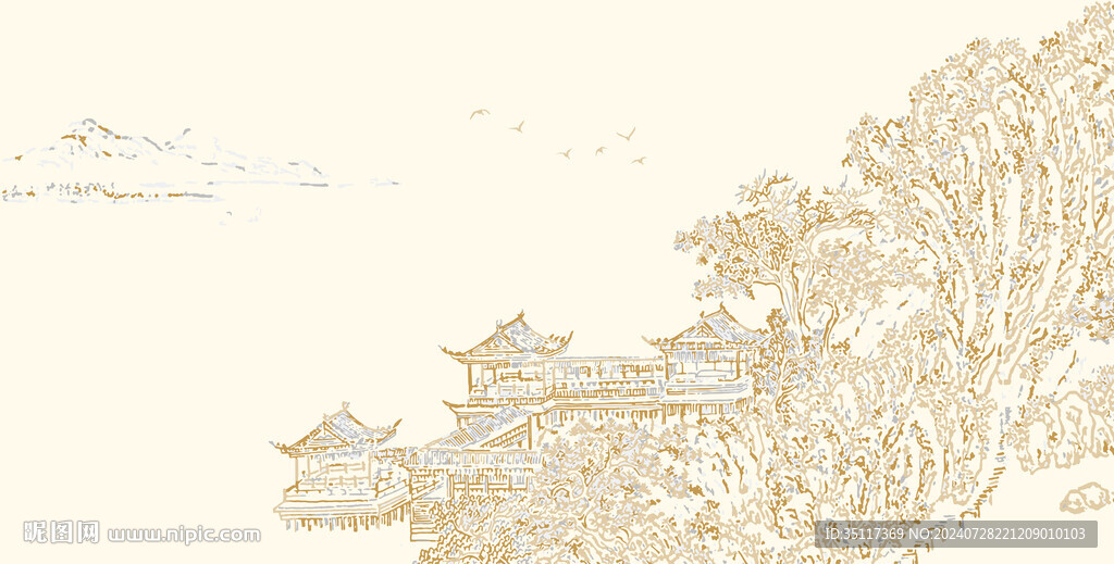 新中式壁纸壁画装饰画