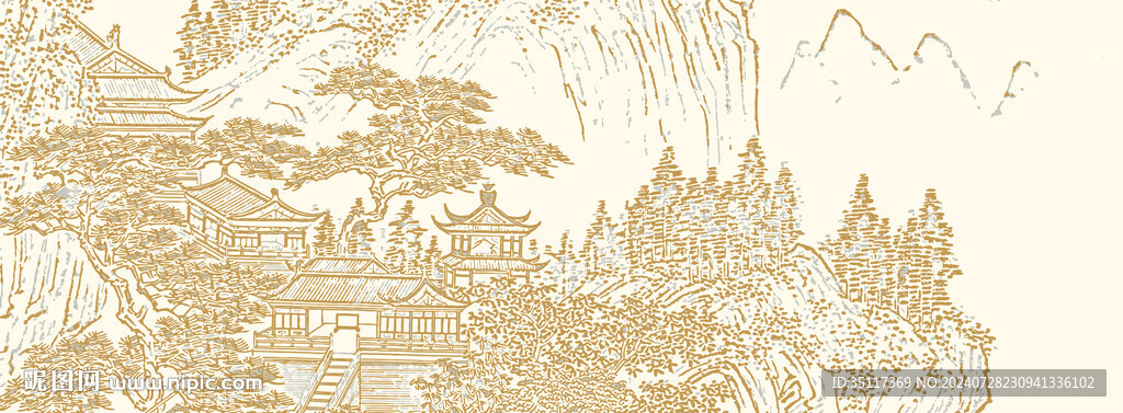 新中式壁纸壁画装饰画
