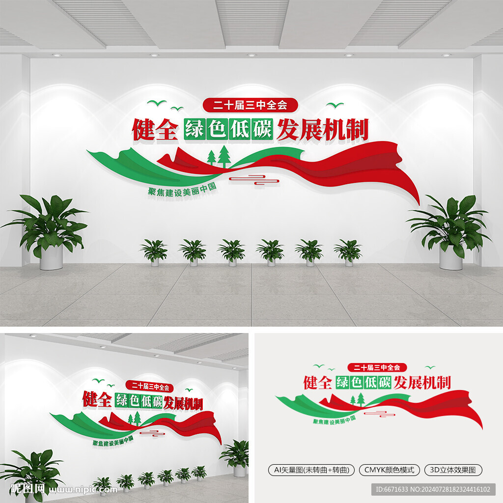 健全绿色低碳发展机制文化墙