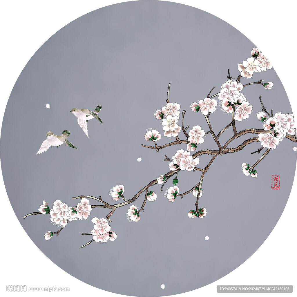 新中式手绘花鸟