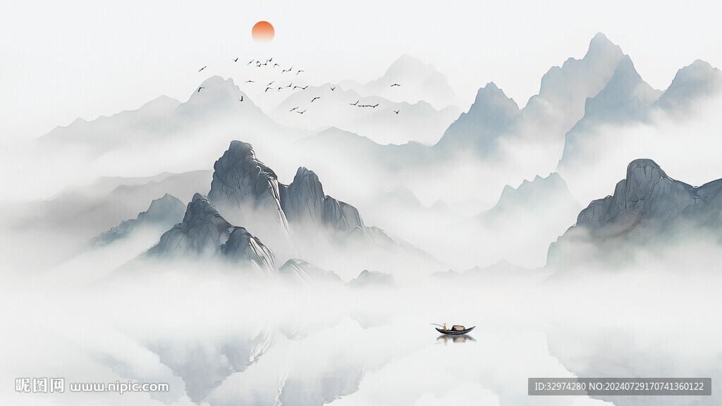 意境水墨山水画