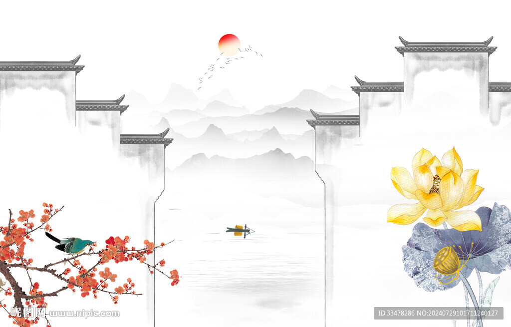 水墨江南背景墙