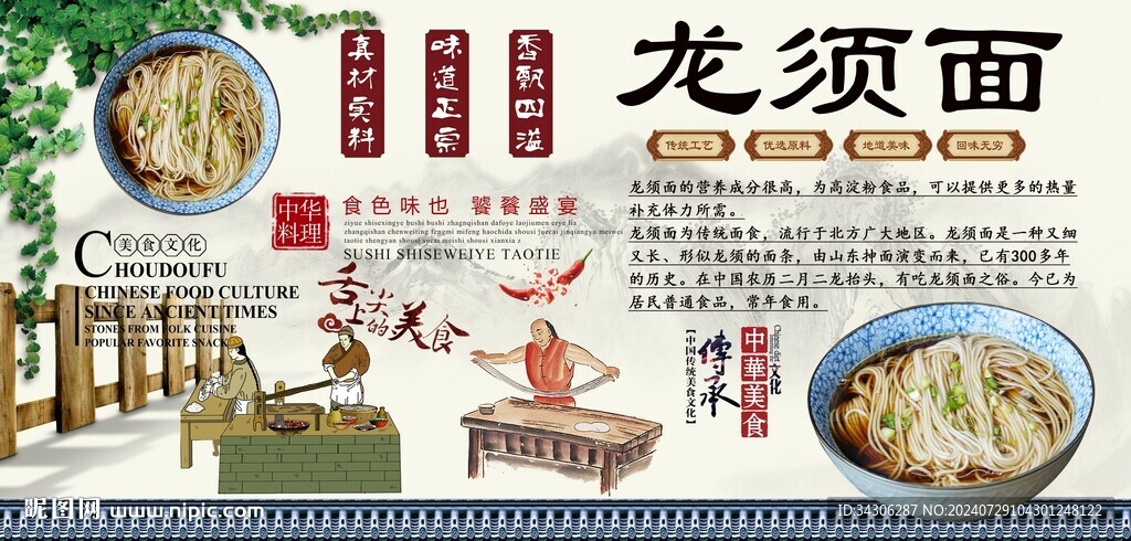 龙须面背景墙