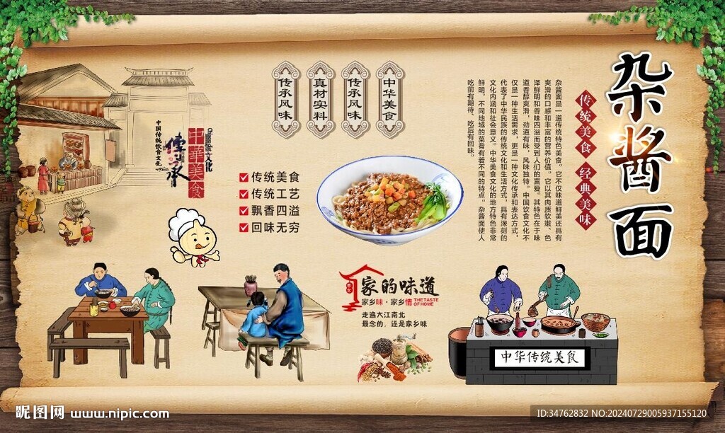 杂酱面背景墙