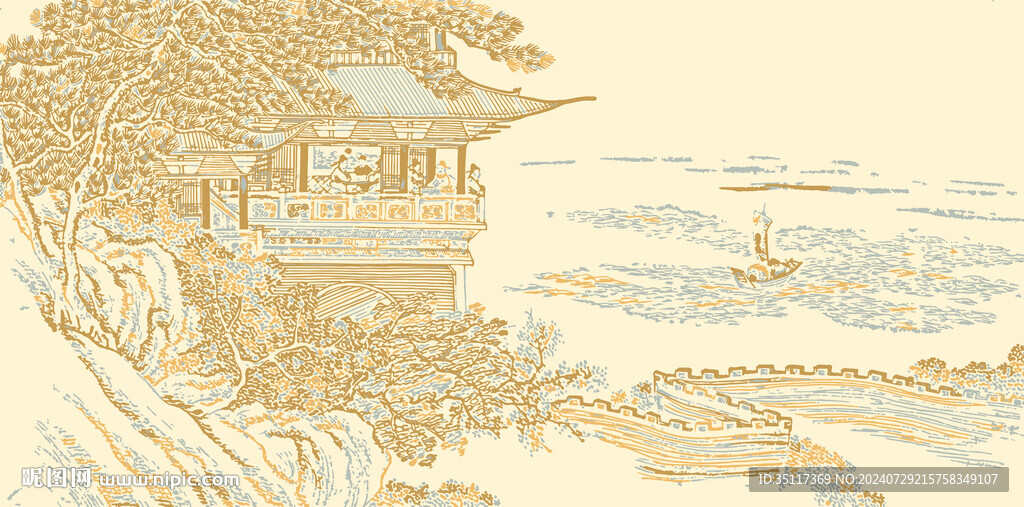 新中式壁纸壁画装饰画