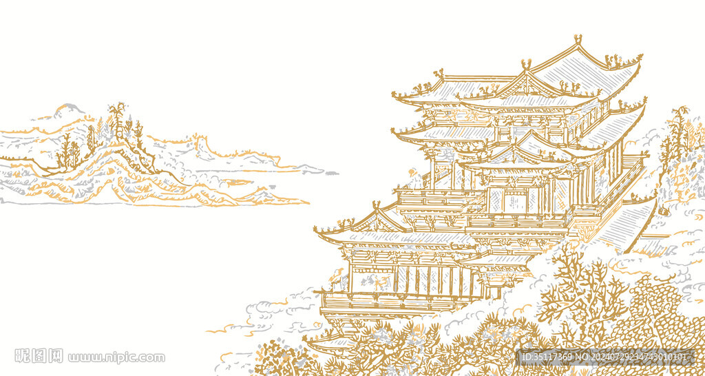 新中式壁纸壁画装饰画