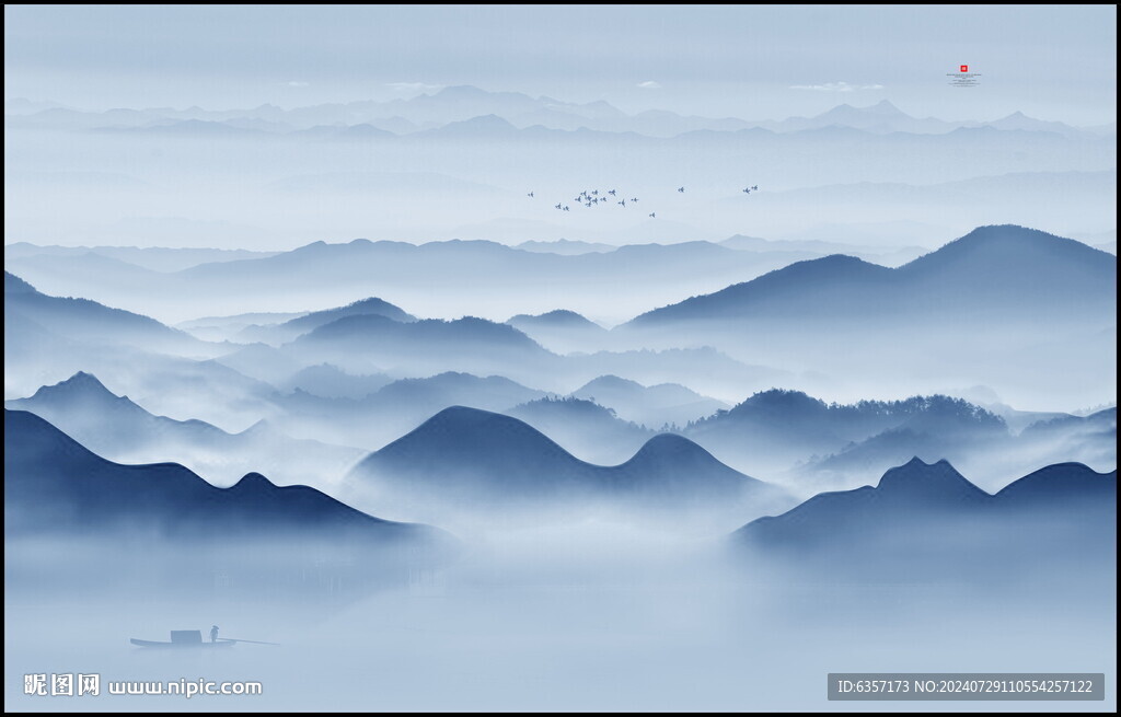 意境水墨山水画