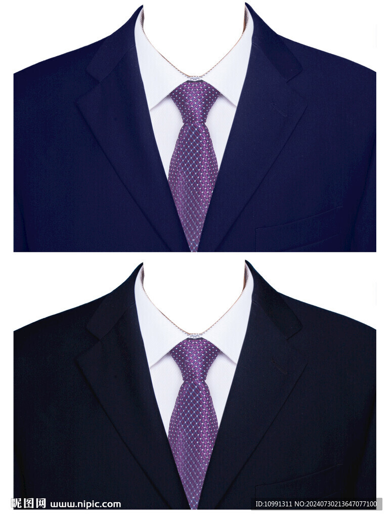 男人西装紫色领带衣服素材