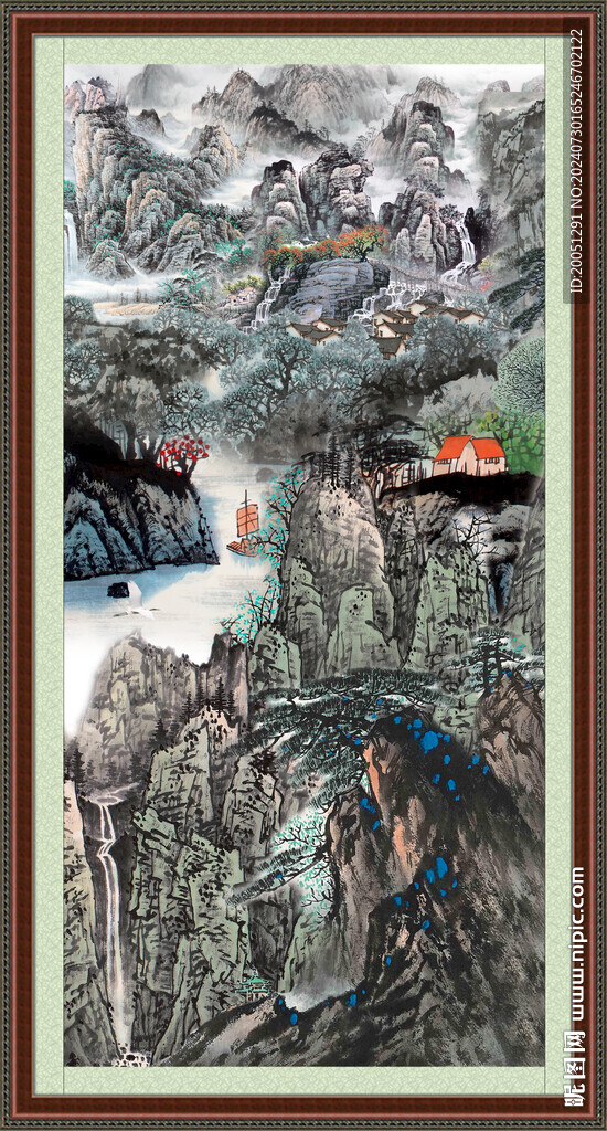 竖幅山水画 