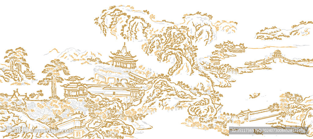 新中式壁纸壁画装饰画