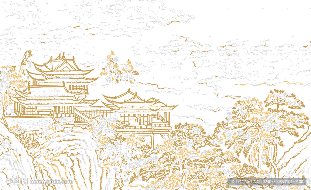 新中式壁纸壁画装饰画
