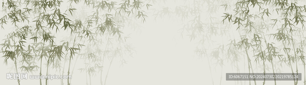 新中式水墨国画竹子背景墙
