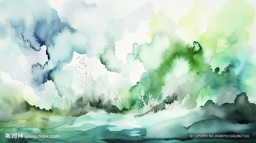 绿色水彩水墨背景