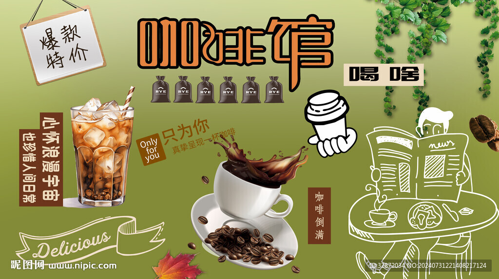 咖啡馆背景墙