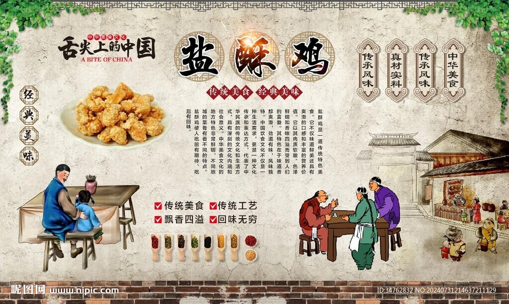 盐酥鸡背景墙 