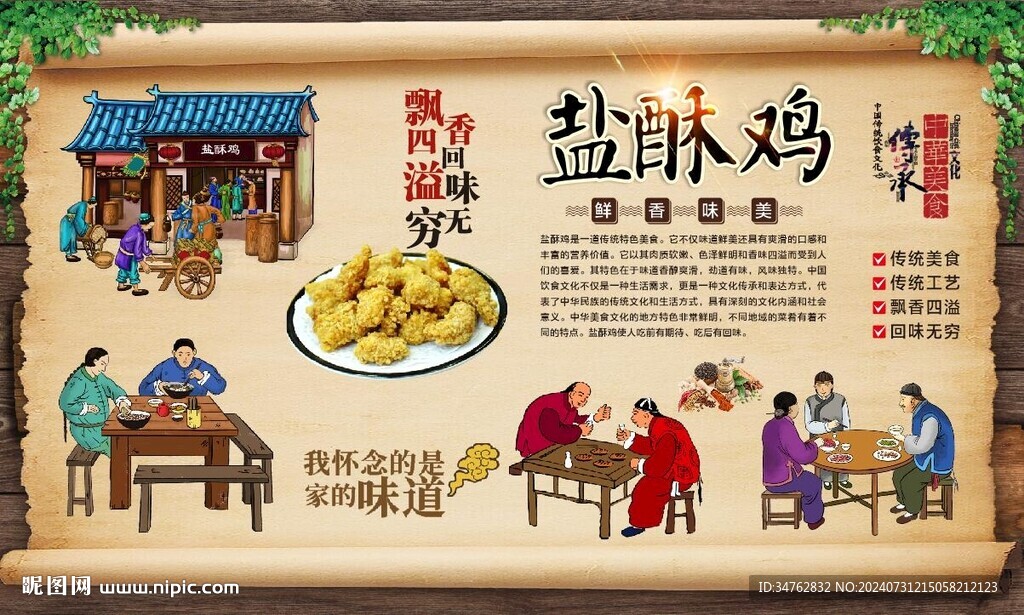 盐酥鸡背景墙