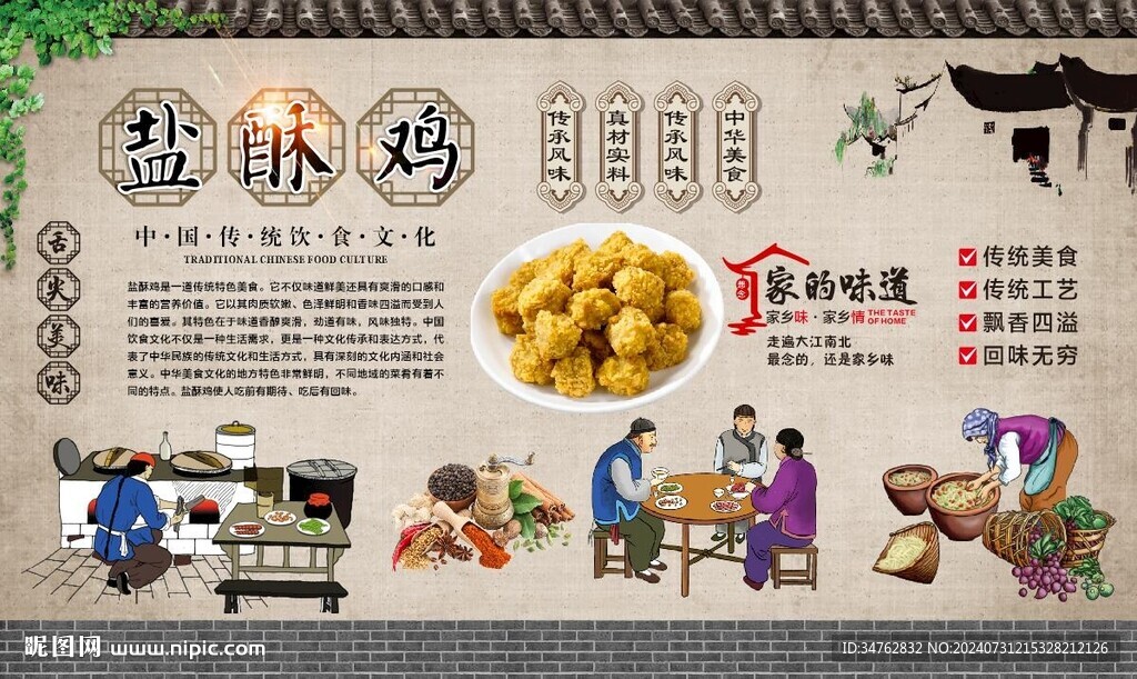 盐酥鸡背景墙 