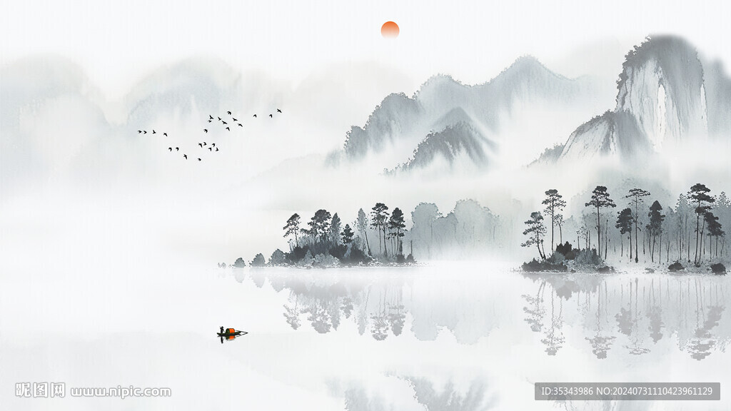 中式山水风景画