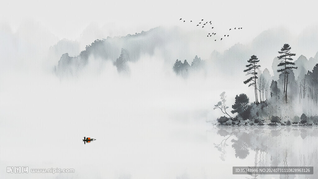 山水电视墙背景