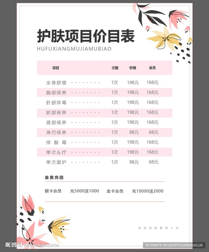 价目表