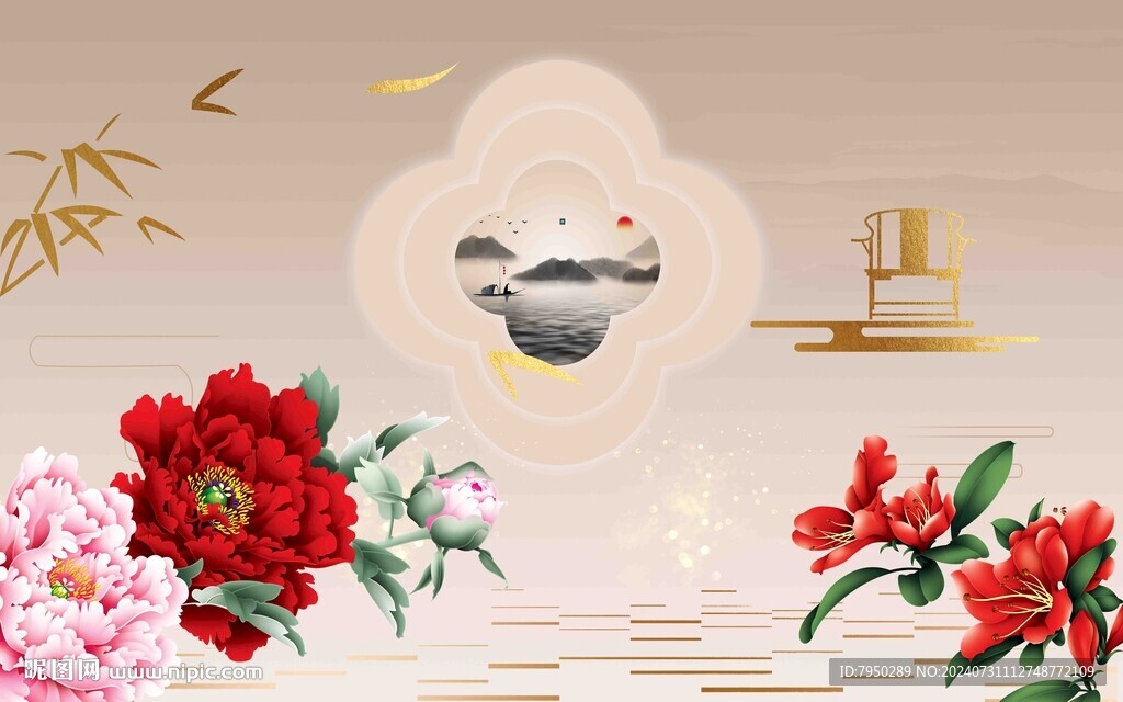 新中式背景墙  