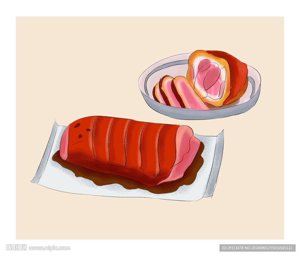 酱肘酱肉插画